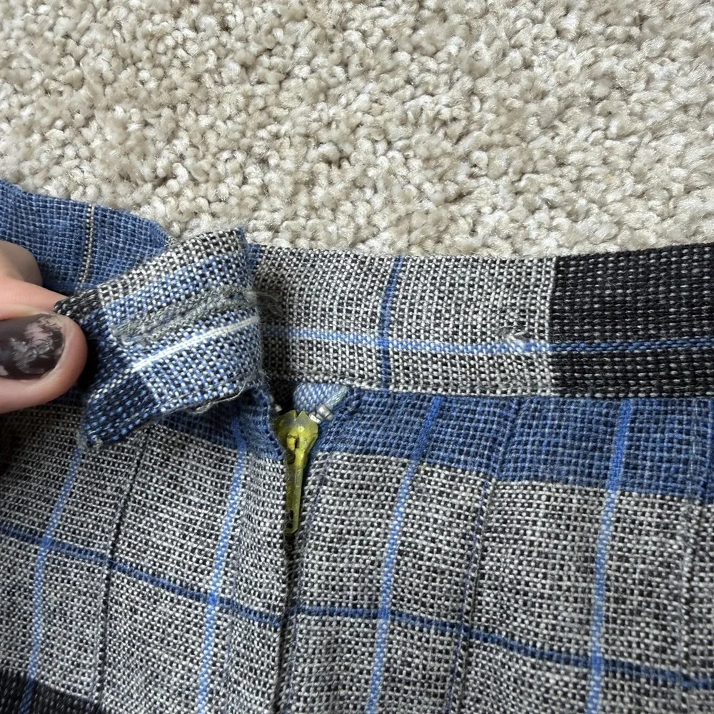 Vintage Blue Plaid Skirt Womens 30